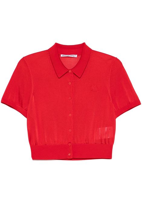 Red logo-embroidered polo-style top Alexander wang - women ALEXANDER WANG | 4KC1253077629